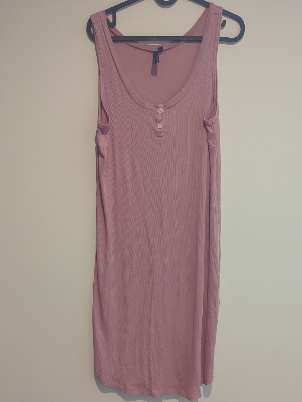 Sleeveless Ribbed Tank Dress in Dusty Rose